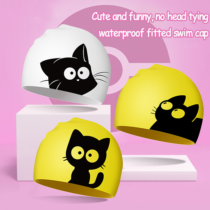 Swim Hat Silicone - Touca de natação de gato fofo