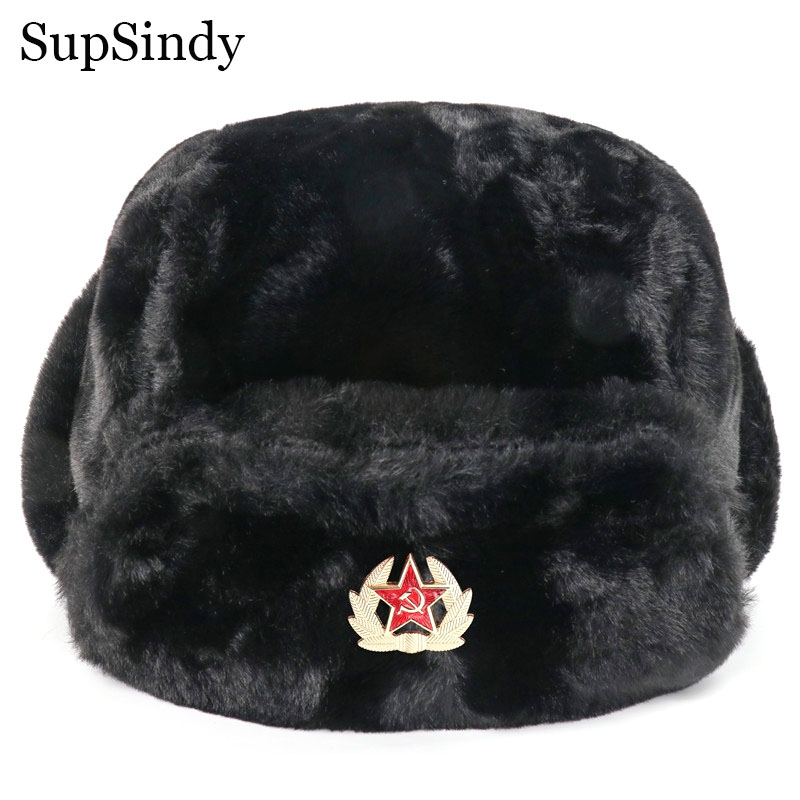 Trapper Hat Ear Flap - SupSindy Distintivo Soviético Ushanka Chapéus Bomber