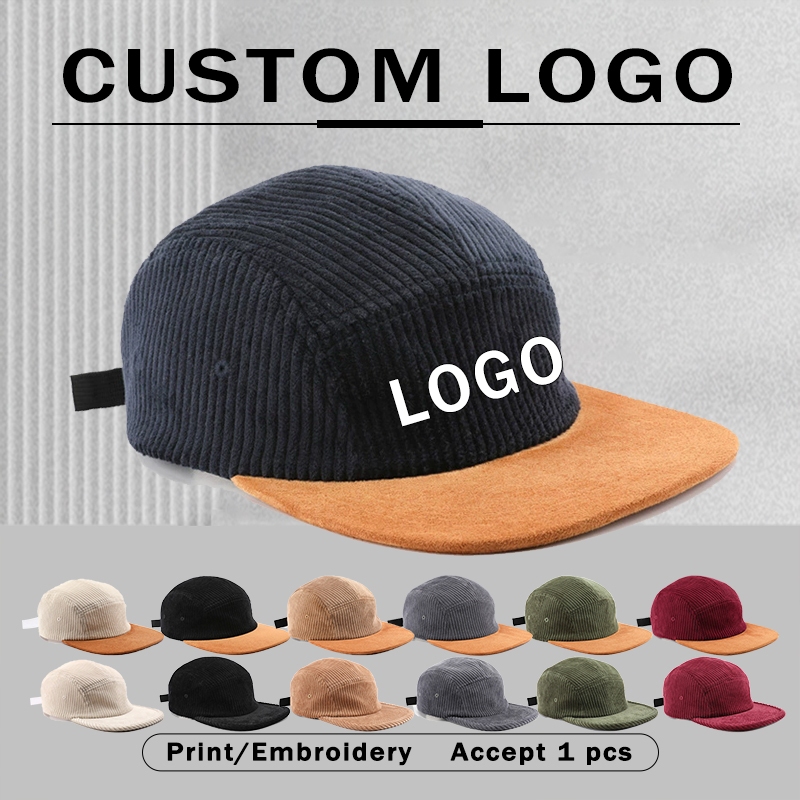 Corduroy Cap 5 Panel - Novos Bonés de Beisebol de Corduroy