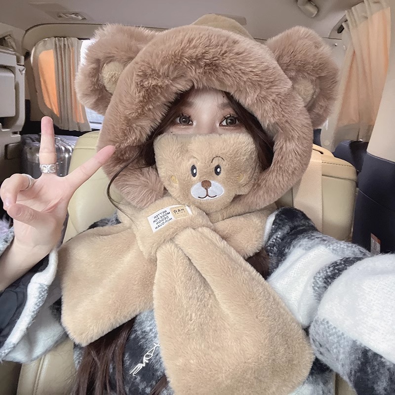 Boné de Urso Fofo com Cachecol - Trapper Hat Ear Flap avaliação e preço